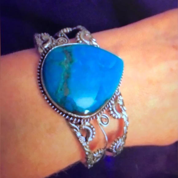 Turquoise 925 Sterling Silver Cuff Bracelet - Picture 1 of 3